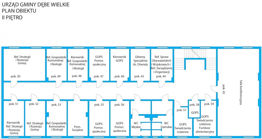 Obraz ilustruje plan obiektu - II piętro.