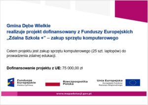 Ilustracja przedstawia informacje o dofinansowaniu przedsięwzięcia.