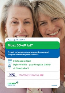 Plakat badania mammograficzne.