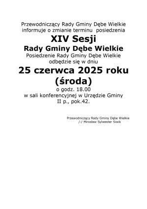 Miniaturka artykułu ZMIANA TERMINU SESJI