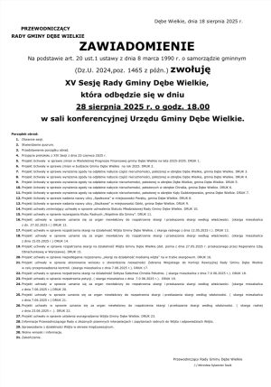 Miniaturka artykułu XV Sesja Rady Gminy Dębe Wielkie ‼️