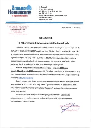 Miniaturka artykułu Ogłoszenie o naborze wniosków o najem lokali mieszkalnych