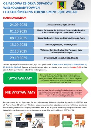Miniaturka artykułu OBJAZDOWA ZBIÓRKA ODPADÓWWIELKOGABARYTOWYCHI ELEKTROŚMIECI NA TERENIE GMINY DĘBE WIELKIE ‼️‼️