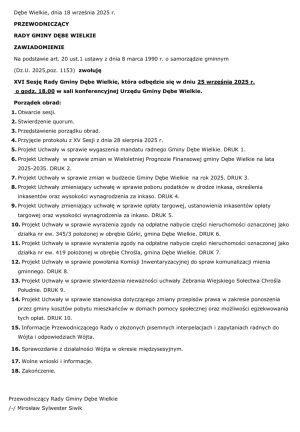Miniaturka artykułu XVI Sesja Rady Gminy Dębe Wielkie ‼️‼️