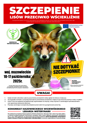 Miniaturka artykułu Komunikat Mazowieckiego Wojewódzkiego Lekarza Weterynarii w akcji ochronnych szczepień lisów wolno żyjących przeciwko wściekliźnie w Województwie Mazowieckim w 2025r. ‼️‼️