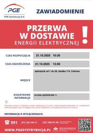 Miniaturka artykułu PRZERWA W DOSTAWIE ENERGII ELEKTRYCZNEJ ‼️‼️