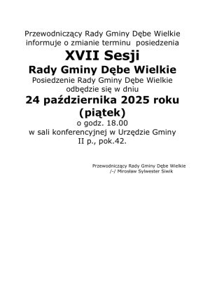 Miniaturka artykułu Zmiana terminu sesji Rady Gminy