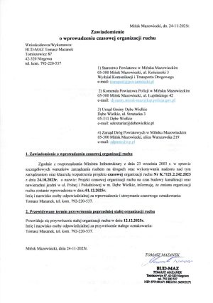 Miniaturka artykułu Zawiadomienie o wprowadzeniu czasowej organizacji ruchu ‼️‼️