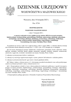 Miniaturka artykułu ROZPORZĄDZENIE WOJEWODY MAZOWIECKIEGO