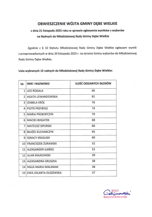 Miniaturka artykułu Wyniki wyborów do Młodzieżowej Rady Gminy