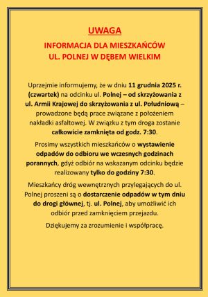 Miniaturka artykułu Odbiór odpadów z ulicy Polnej