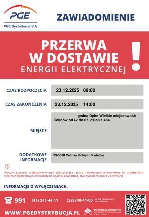Miniaturka artykułu Planowa przerwa w dostawie energii elektrycznej ‼️‼️