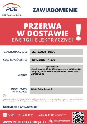 Miniaturka artykułu Planowa przerwa w dostawie energii elektrycznej ‼️‼️