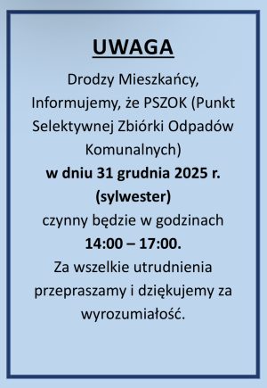 Miniaturka artykułu PSZOK 31.12.2025