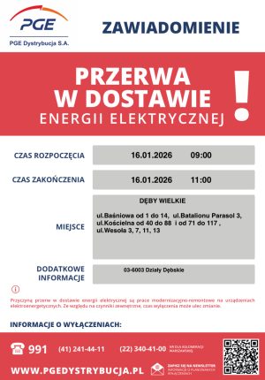 Miniaturka artykułu Planowana przerwa w dostawie energii elektrycznej