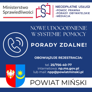 Miniaturka artykułu Nowość w systemie darmowej pomocy prawnej i obywatelskiej – porady zdalne