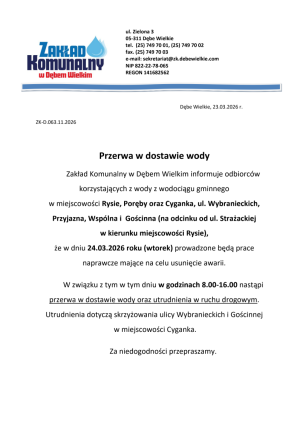 Miniaturka artykułu Awaryjna przerwa w dostawie wody